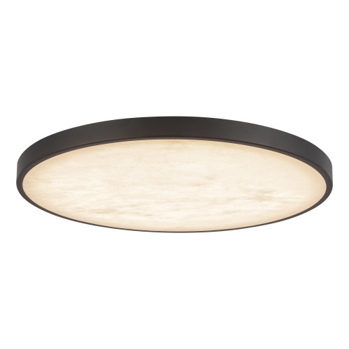 Evelyn 15-in Alabaster dimmable LED Flush Mount with Matte Black Finish