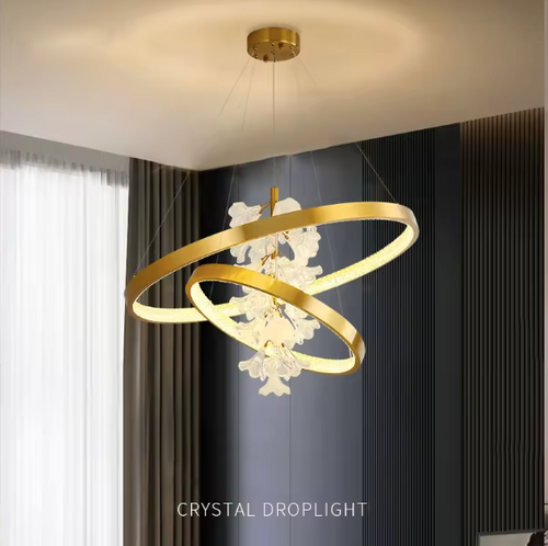 Crystal Flower in LED Ring Pendant Light