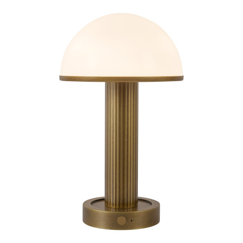 Vienna 9-in Vintage Brass dimmable LED Table Lamp with Glossy Opal Glass