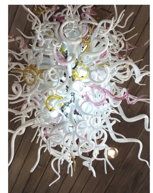 White Purple Champagne Blown Glass Chandelier Lighting