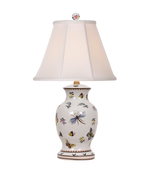 Butterflies Porcelain Vase Lamp