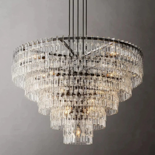 Multi-Tier Crystal Chain Round Chandelier 36" 48" 60"