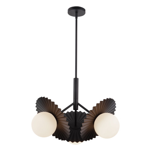 Plume 21-in Matte Black/Opal Glass 3 Lights Chandeliers