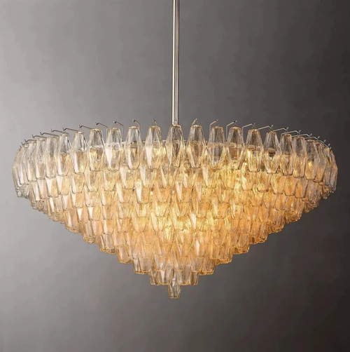 Murano Style Glass Multi-Tier Round Chandelier 47"