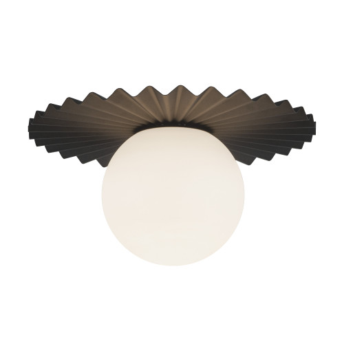 Plume 12-in Matte Black/Opal Matte Glass 1 Light Flush Mount