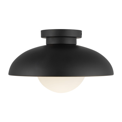 Rubio 11-in Matte Black/Opal Matte Glass 1 Light Flush Mount