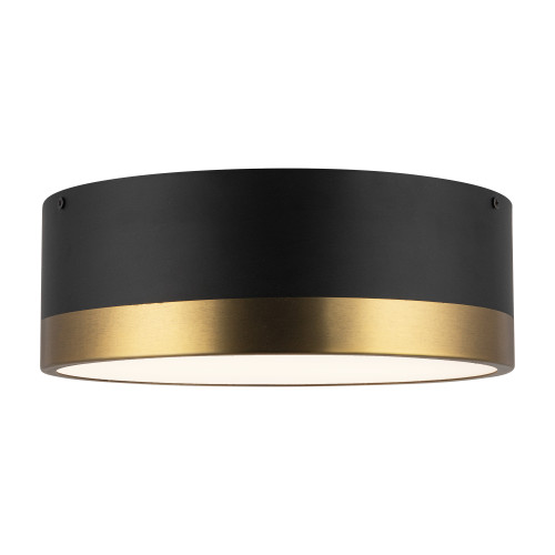 Brisbane 12-in Aged Gold/Matte Black 2 Lights Flush Mount