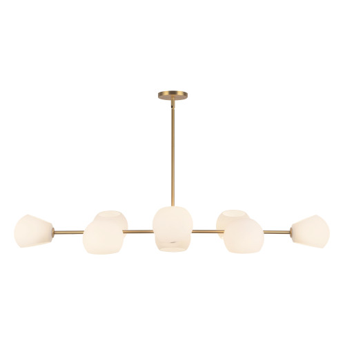 Willow 48-in Brushed Gold/Opal Matte Glass 8 Lights Linear Pendant