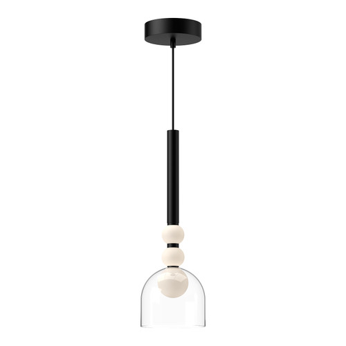 Rise 6-in Black/Clear LED Pendant (PD30505)