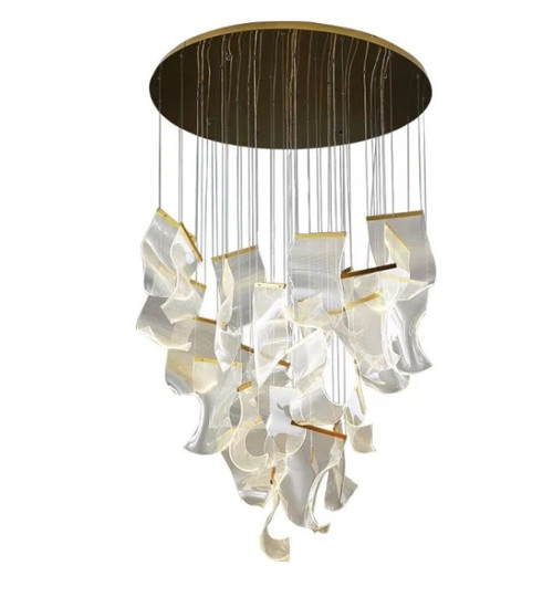 Gold Luxury Modern Led Light Chandelier For Staircase