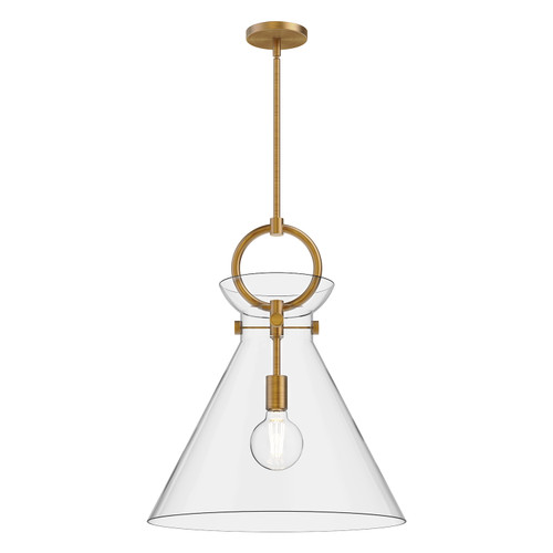 Emerson 18-in Aged Gold/Clear 1 Light Pendant
