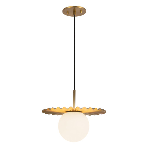 Plume 12-in Brushed Gold/Opal Matte Glass 1 Light Pendant