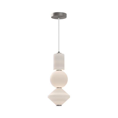 Bijou 8-in Brushed Nickel/Opal Matte Glass LED Pendant