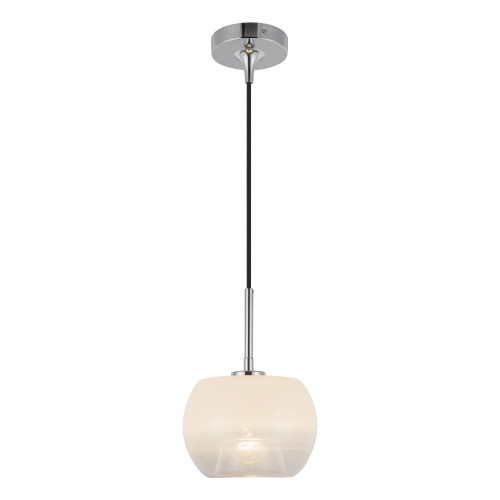 Samar 8-in Chrome/Opal Glass 1 Light Pendant