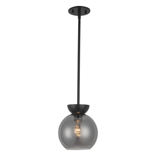 Arcadia 8-in Black/Smoked 1 Light Pendant