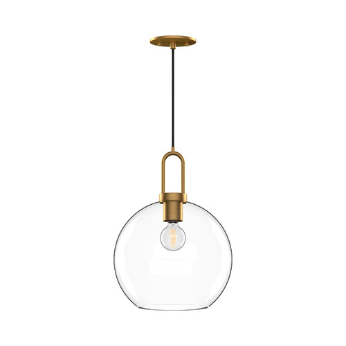 Soji 10-in Aged Gold/Clear Glass 1 Light Pendant