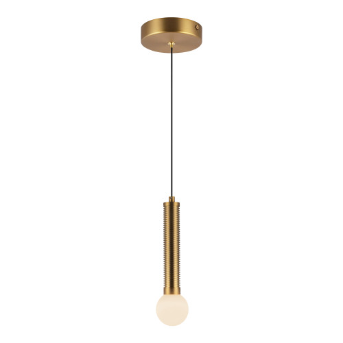 Arden 9-in Brushed Gold/Opal Glass LED Pendant (PD612109)