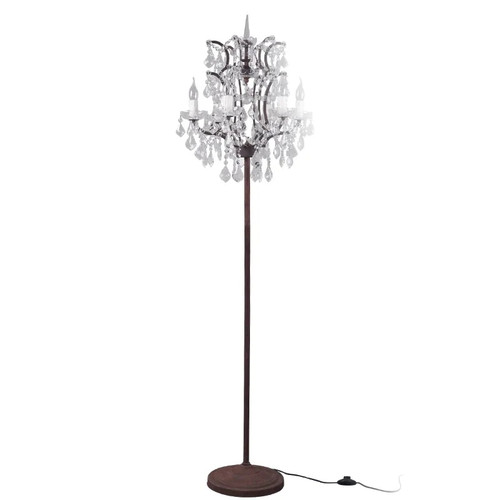 19th C. Rococo Iron Crystal Floor Lamp