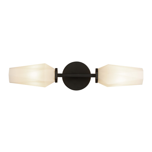 Krysta 20-in Matte Black/Opal Glass 2 Lights Wall Vanity