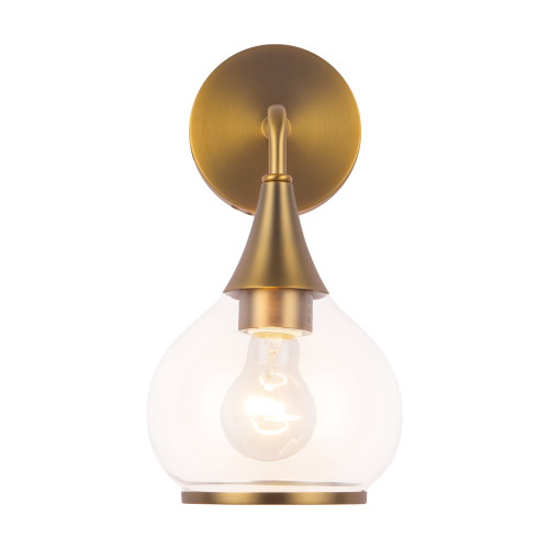 Hazel 6-in Aged Gold/Clear Glass 1 Light Wall/Vanity