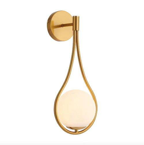 Teardrop Modern Indoor Wall Sconce With Opaque Globe Glass Shade