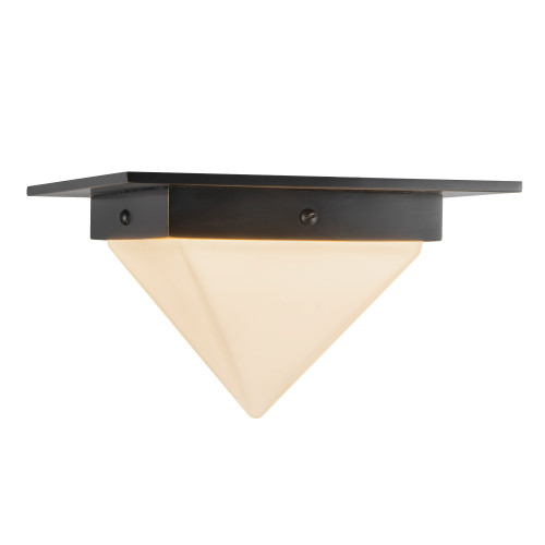 Mineral 8-in (5-in Height) Urban Bronze Triangular Flush Mount with Opal Glass