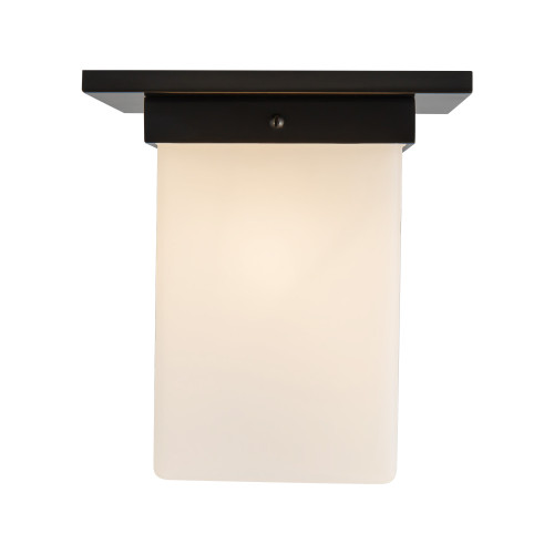 Mineral 8-in (9-in Height) Urban Bronze Square Flush Mount with Opal Glass