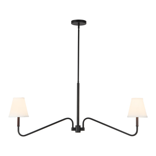 Sloan 30-in Matte Black Linear Pendant with White Linen Shades