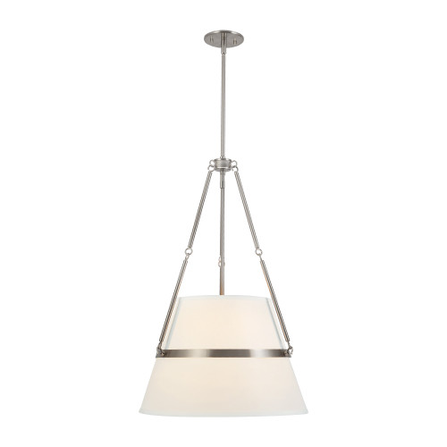 Oliver 18-in Brushed Nickel Pendant with White Linen Shade