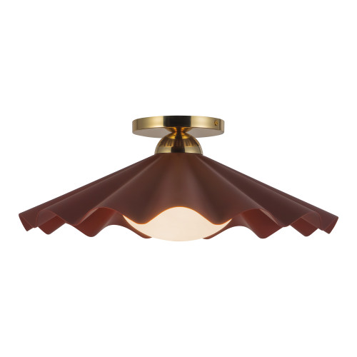 Furrow 16-in Burgundy Semi-Flush Mount