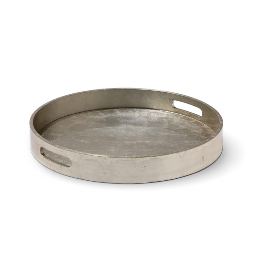 Great House Round Foiled Tray, Champagne Silver
