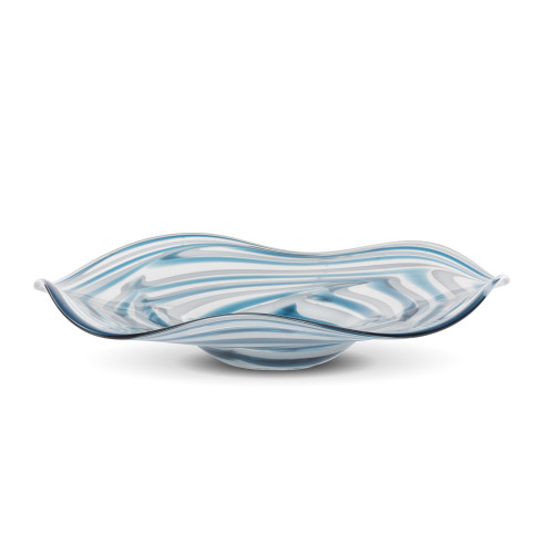 Ocean Glass Plate, Swirl Blue