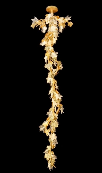 LIULI Glass Art Maple Leaves Staircase Chandelier Lighting