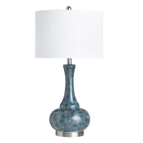28.75"H Teal Glass Table Lamp with White Shade