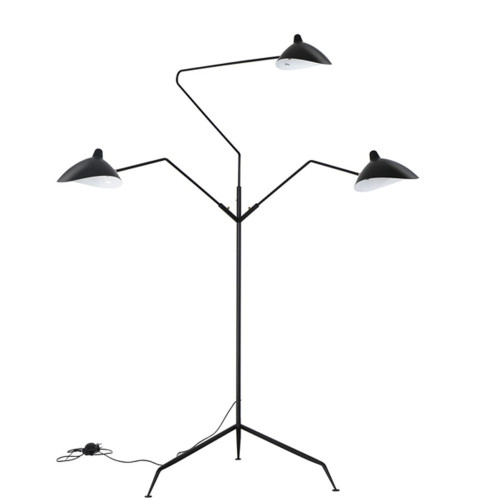 Serge Mouille Three-Arm Floor Lamp Black