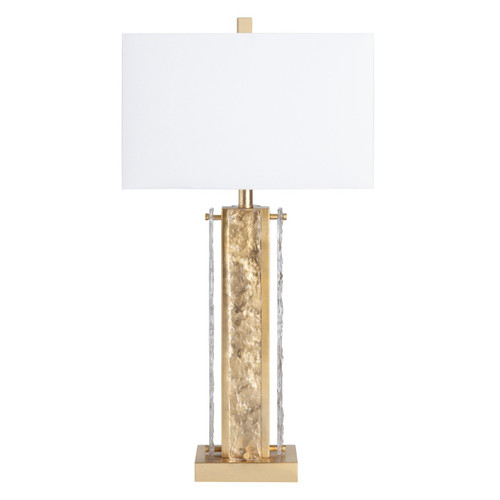 Set of 2 32"H Metal & Glass Table Lamp With Shade