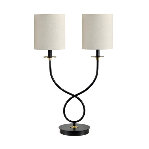 27.75" Metal Table Lamp with Dual Linen Shades