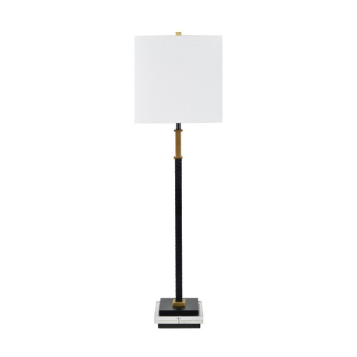 38.5" Black and Gold Metal Table Lamp with Linen Shade