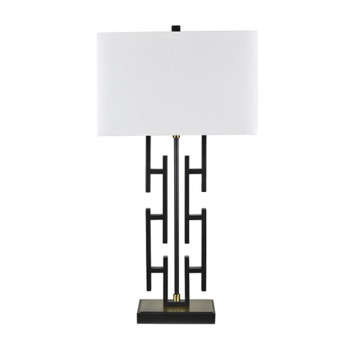 32.75" Black Metal Table Lamp with Rectangular Linen Shade