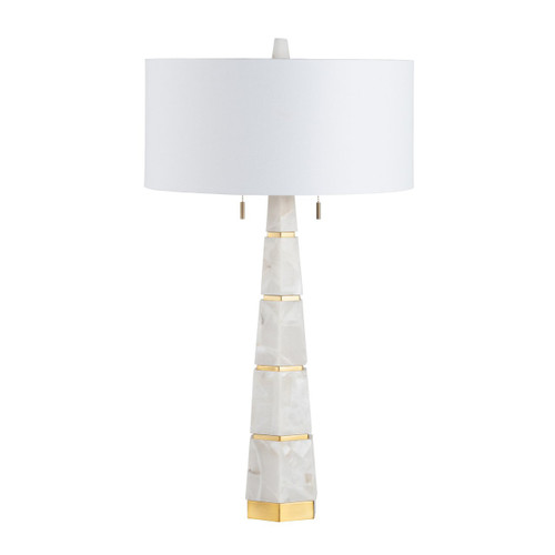 35.75"H Alabaster Table Lamp With Led Nightlight And Shade