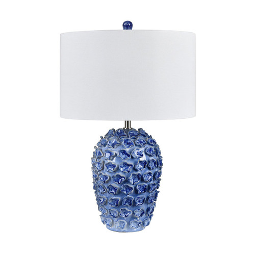 Glazed Vibrant Blue Ceramic Table Lamp with Shade