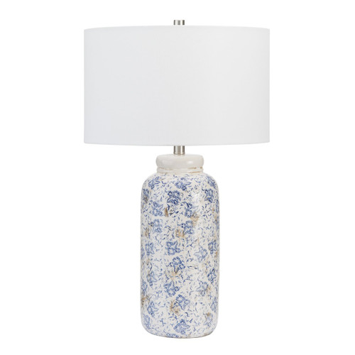 27.75" Ceramic Table Lamp with Drum Linen Shade
