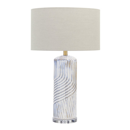30" Ceramic Table Lamp with Crystal Base and Linen Shade (CVAP3479)