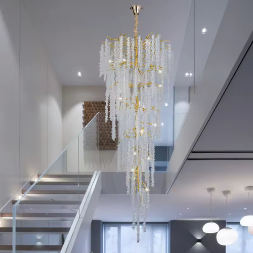 Ice Drops Winter Tree Branch Art Glass Chandelier Lighting