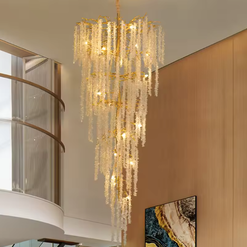 Ice Drops Winter Tree Branch Art Glass Chandelier Lighting