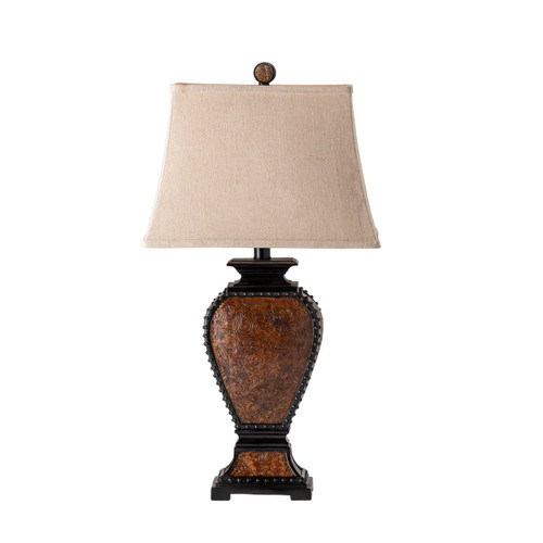 Set of 2 Tooled Leather Table Lamp