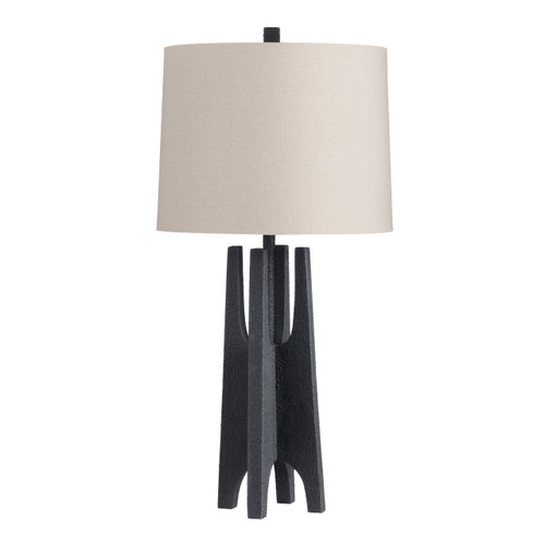 31"H Black Textured Table Lamp with Linen Shade