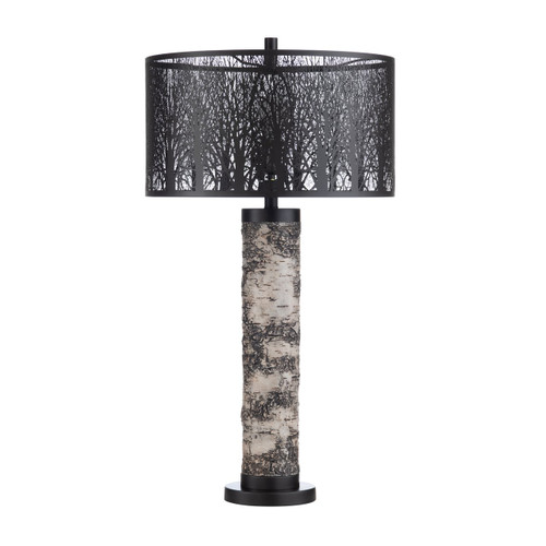 Set of 2 29.5"H Brown Resin Table Lamp With Black Shade