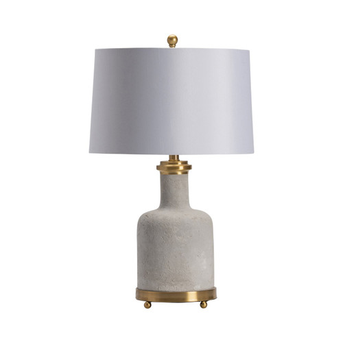 27"H Cement and Metal Table Lamp with White Shade