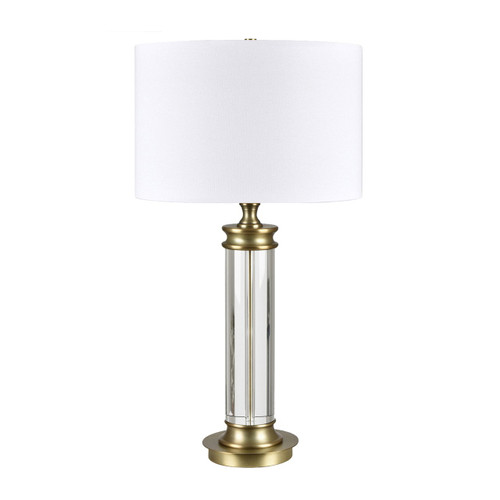 31" Crystal and Metal Table Lamp with Linen Shade